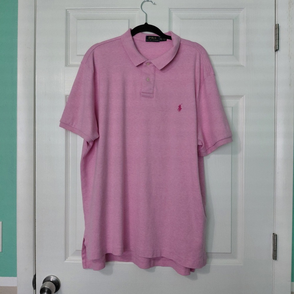 Polo Ralph Lauren Mens XXL Short Sleeve Pink Heather Polo Shirt Pony Logo